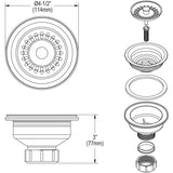 Elkay LKQS35PT Polymer Drain Fitting with Removable Basket Strainer and Rubber Stopper Putty - The Sink Boutique