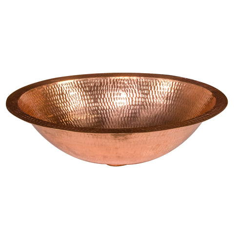 Premier Copper Products 17" Oval Copper Bathroom Sink, Polished Copper, LO17FPC