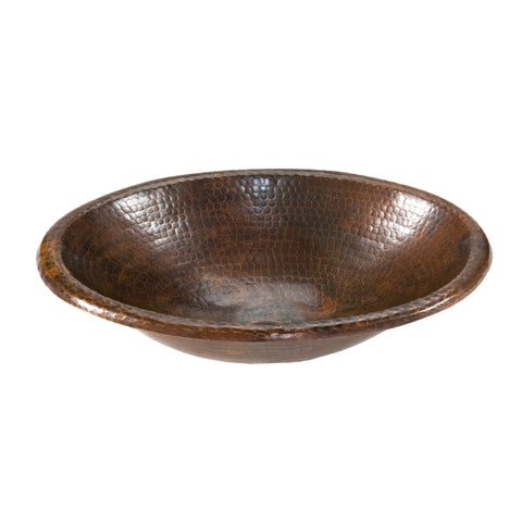 Premier Copper Products 17" Oval Copper Bathroom Sink, Oil Rubbed Bronze, LO17RDB