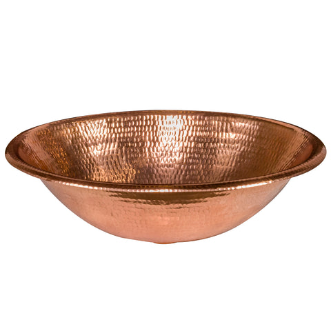 Premier Copper Products 17" Oval Copper Bathroom Sink, Polished Copper, LO17RPC