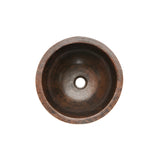 Premier Copper Products 14" Round Copper Bathroom Sink, Oil Rubbed Bronze, LR14FDB - The Sink Boutique