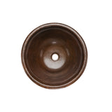 Premier Copper Products 17" Round Copper Bathroom Sink, Oil Rubbed Bronze, LR17RDB - The Sink Boutique