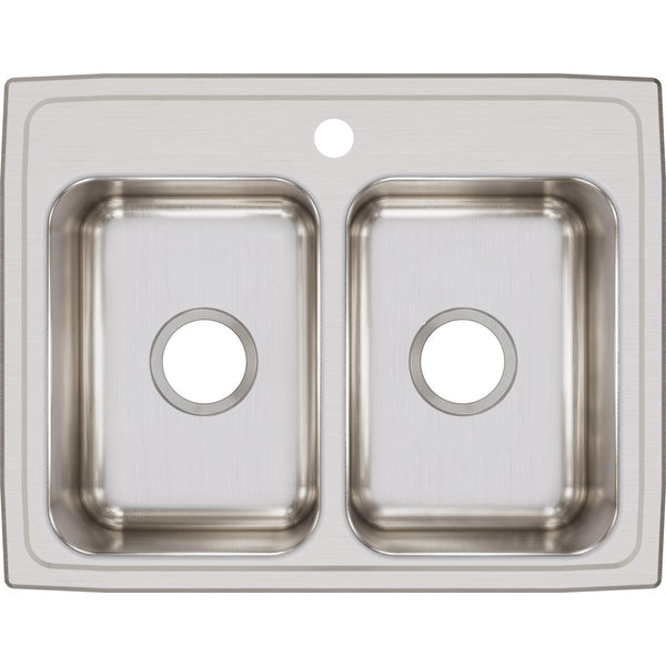 Elkay Lustertone Classic 25" Stainless Steel Kitchen Sink, 50/50 Double Bowl, Lustrous Satin, LR25191