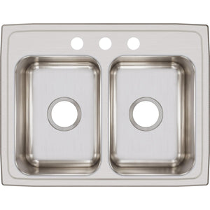 Alternate Image for Elkay Lustertone Classic 25" Stainless Steel Kitchen Sink, 50/50 Double Bowl, 18 Gauge, Lustrous Satin, 3 Faucet Hole, LR25193
