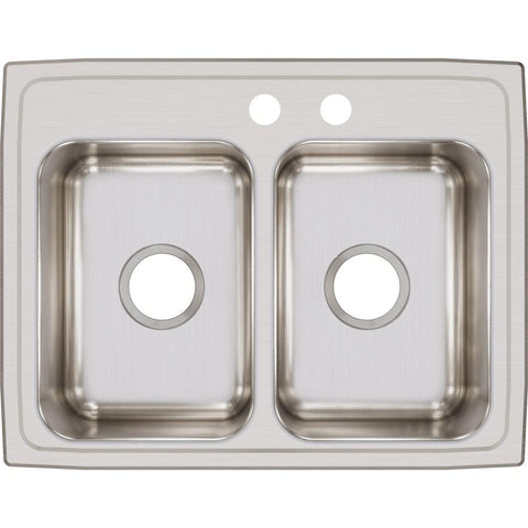 Elkay Lustertone Classic 25" Stainless Steel Kitchen Sink, 50/50 Double Bowl, Lustrous Satin, LR2519MR2