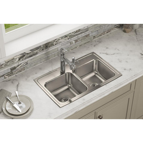 Elkay Lustertone Classic 29" Stainless Steel Kitchen Sink, 50/50 Double Bowl, Lustrous Satin, LR29183