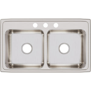 Alternate Image for Elkay Lustertone Classic 33" Stainless Steel Kitchen Sink, 50/50 Double Bowl, 18 Gauge, Lustrous Satin, 3 Faucet Hole, LR33193