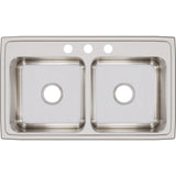 Elkay Lustertone Classic 33" Stainless Steel Kitchen Sink, 50/50 Double Bowl, Lustrous Satin, LR33193