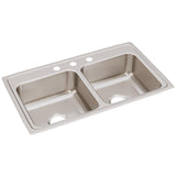 Elkay Lustertone Classic 33" Stainless Steel Kitchen Sink, 50/50 Double Bowl, Lustrous Satin, LR33193 - The Sink Boutique