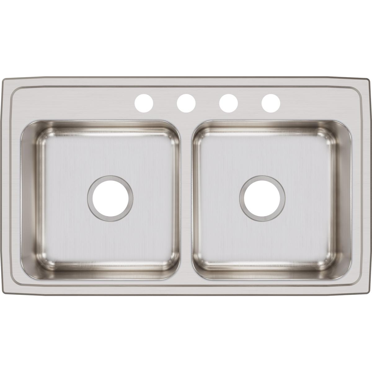 Elkay Lustertone Classic 33" Stainless Steel Kitchen Sink, 50/50 Double Bowl, Lustrous Satin, LR33194
