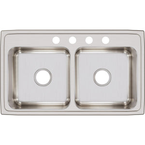 Alternate Image for Elkay Lustertone Classic 33" Stainless Steel Kitchen Sink, 50/50 Double Bowl, 18 Gauge, Lustrous Satin, 4 Faucet Hole, LR33194