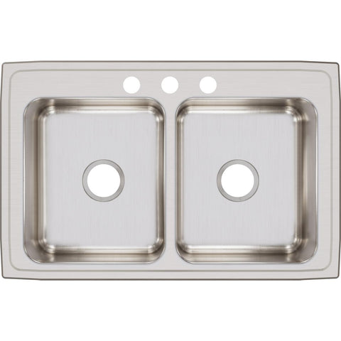 Elkay Lustertone Classic 33" Stainless Steel Kitchen Sink, 50/50 Double Bowl, Lustrous Satin, LR33213