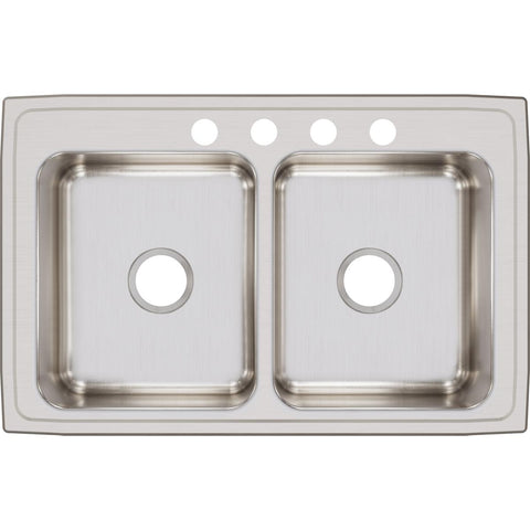 Elkay Lustertone Classic 33" Stainless Steel Kitchen Sink, 50/50 Double Bowl, Lustrous Satin, LR33214