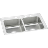 Elkay Lustertone Classic 33" Stainless Steel Kitchen Sink, 50/50 Double Bowl, Lustrous Satin, LR33214 - The Sink Boutique