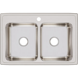 Alternate Image for Elkay Lustertone Classic 33" Stainless Steel Kitchen Sink, 50/50 Double Bowl, 18 Gauge, Lustrous Satin, 1 Faucet Hole, LR33221