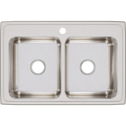 Elkay Lustertone Classic 33" Stainless Steel Kitchen Sink, 50/50 Double Bowl, Lustrous Satin, LR33221