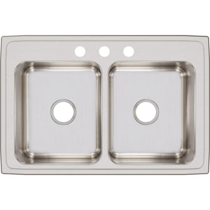 Alternate Image for Elkay Lustertone Classic 33" Stainless Steel Kitchen Sink, 50/50 Double Bowl, 18 Gauge, Lustrous Satin, 3 Faucet Hole, LR33223
