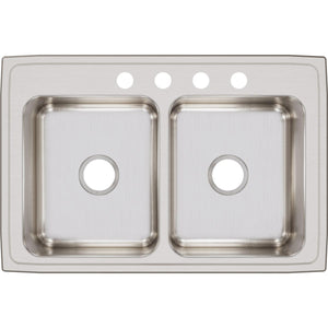 Alternate Image for Elkay Lustertone Classic 33" Stainless Steel Kitchen Sink, 50/50 Double Bowl, 18 Gauge, Lustrous Satin, 4 Faucet Hole, LR33224