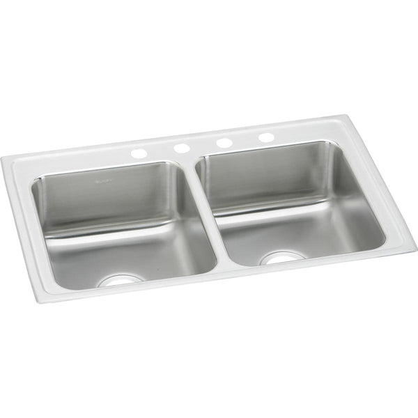 Elkay Lustertone Classic 43" Stainless Steel Kitchen Sink, 50/50 Double Bowl, Lustrous Satin, LR43224