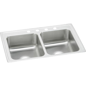 Alternate Image for Elkay Lustertone Classic 43" Stainless Steel Kitchen Sink, 50/50 Double Bowl, 18 Gauge, Lustrous Satin, 2 Faucet Hole, LR43222
