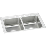 Elkay Lustertone Classic 43" Stainless Steel Kitchen Sink, 50/50 Double Bowl, Lustrous Satin, LR43222