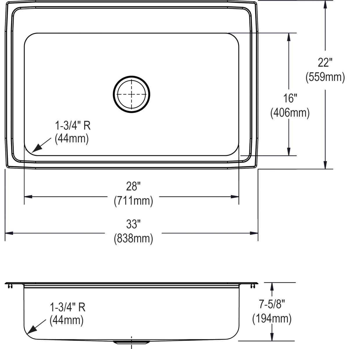 Elkay Lustertone Classic 33" Stainless Steel Kitchen Sink, Lustrous Satin, LRS33224 - The Sink Boutique