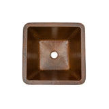 Premier Copper Products 15" Square Copper Bathroom Sink, Oil Rubbed Bronze, LSQ15DB - The Sink Boutique