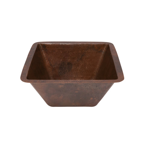 Premier Copper Products 15" Square Copper Bathroom Sink, Oil Rubbed Bronze, LSQ15DB