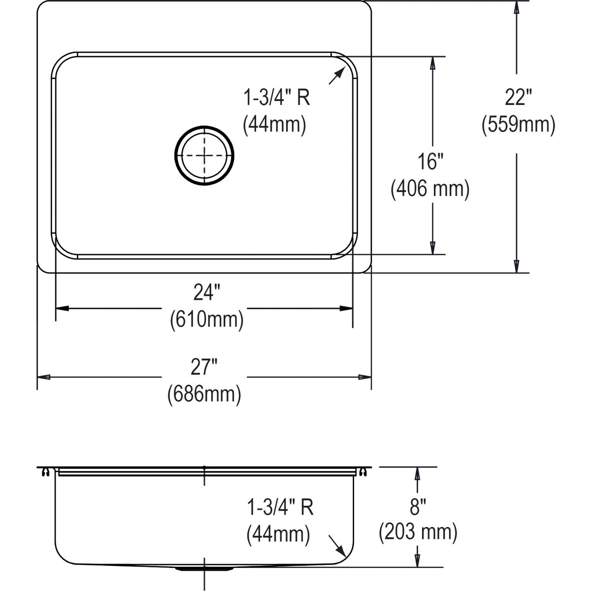 Elkay Lustertone Classic 27" Stainless Steel Kitchen Sink, Lustrous Satin, LSR27223 - The Sink Boutique