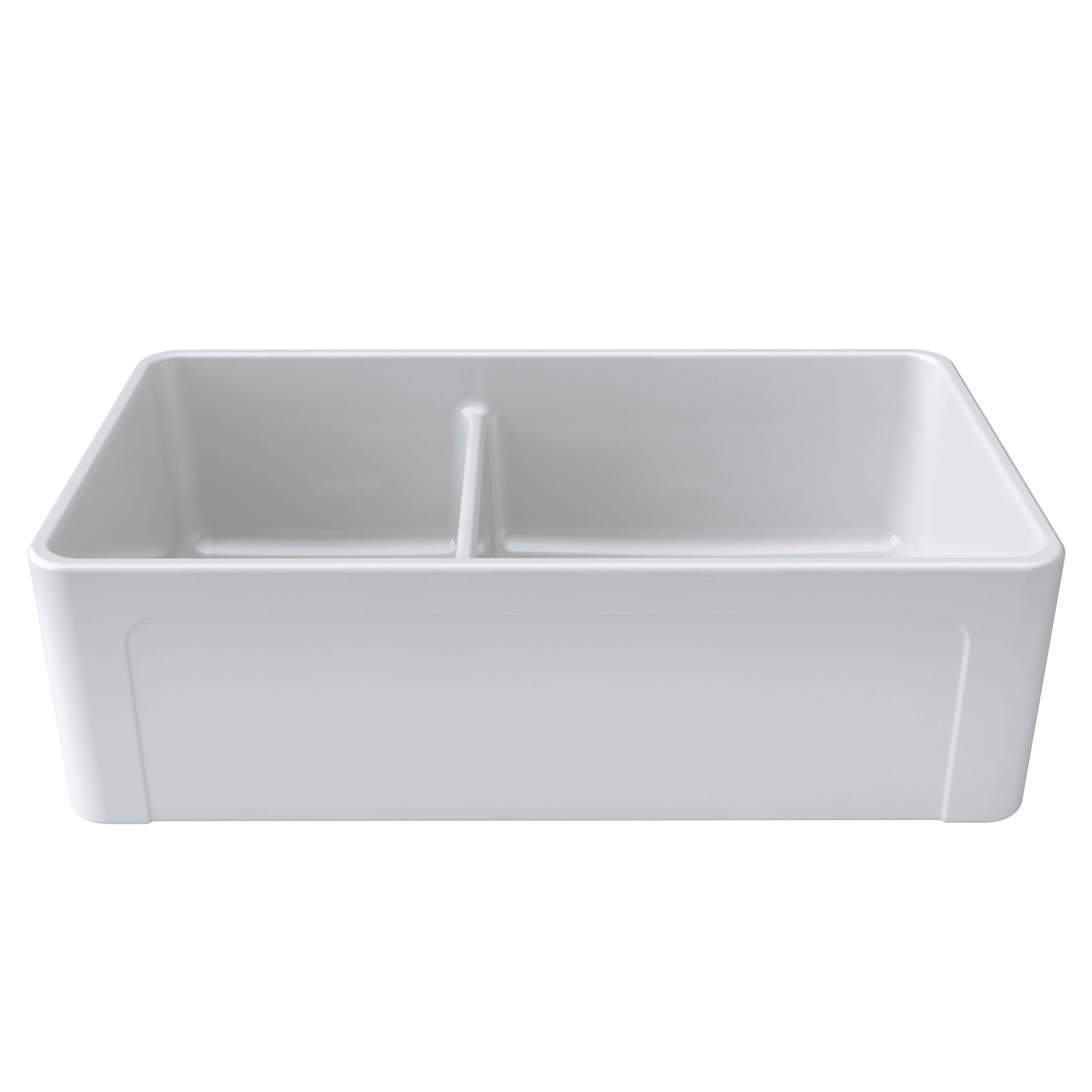 Latoscana 33-IN Fireclay Double Bowl Farmhouse Apron Sink Reversible LTD3319W Front 1