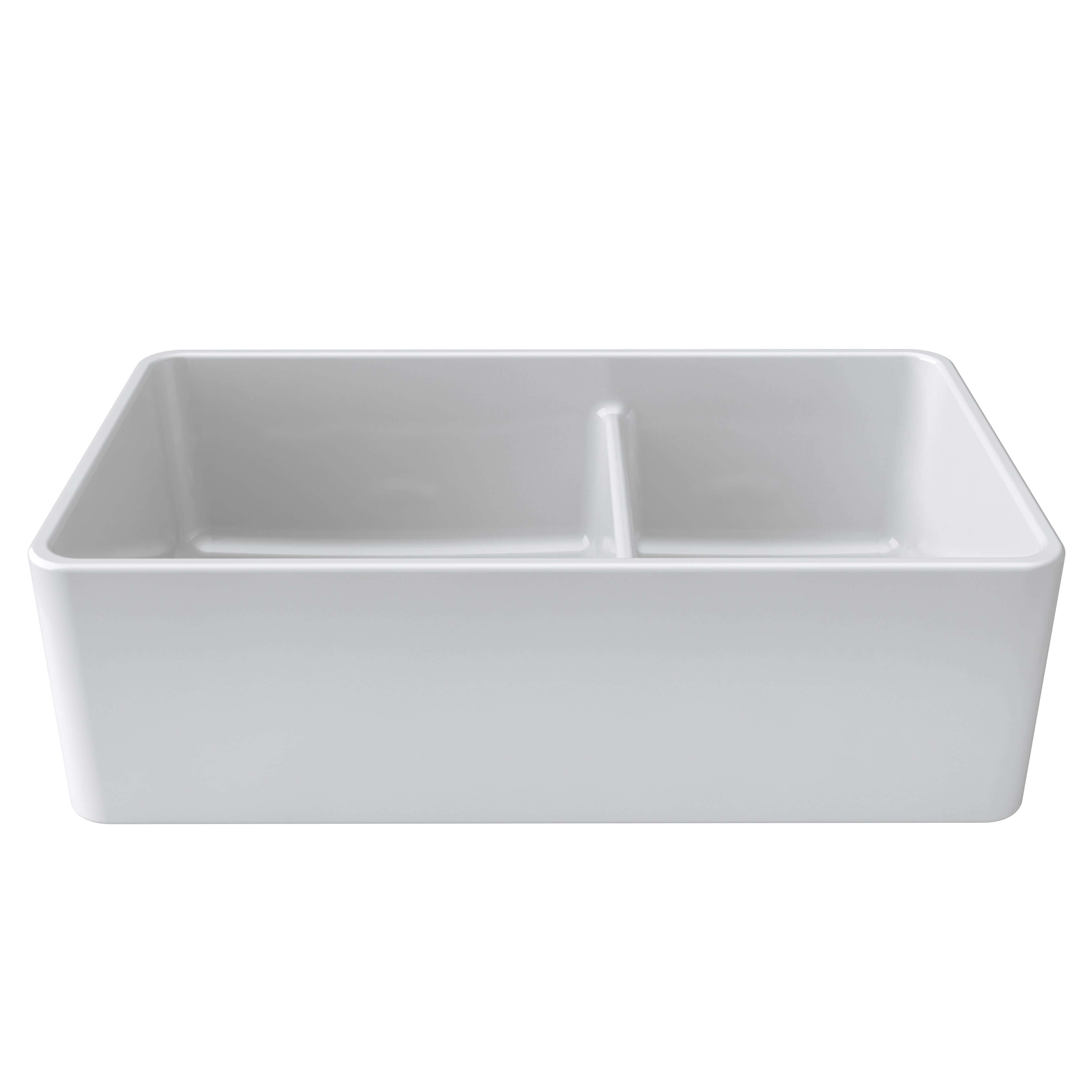 Latoscana 33-IN Fireclay Double Bowl Farmhouse Apron Sink Reversible LTD3319W Front 2