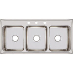 Alternate Image for Elkay Lustertone Classic 46" Stainless Steel Kitchen Sink, 33/33/33 Triple Bowl, 18 Gauge, 3 Faucet Holes, Lustrous Satin, LTR46223