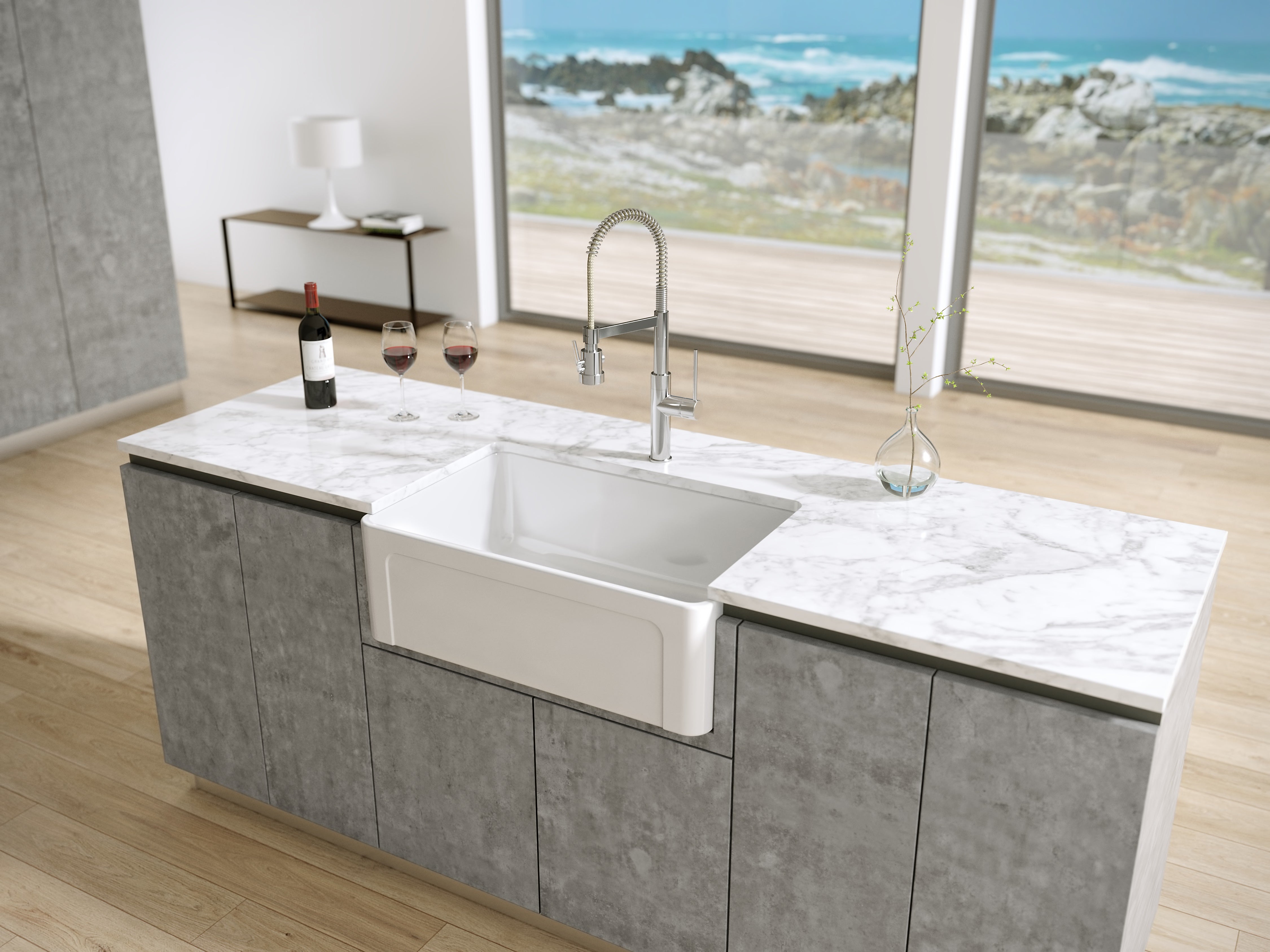 Latoscana 30-IN Fireclay Single Bowl Farmhouse Apron Sink Reversible LTW3019W Lifestyle 4