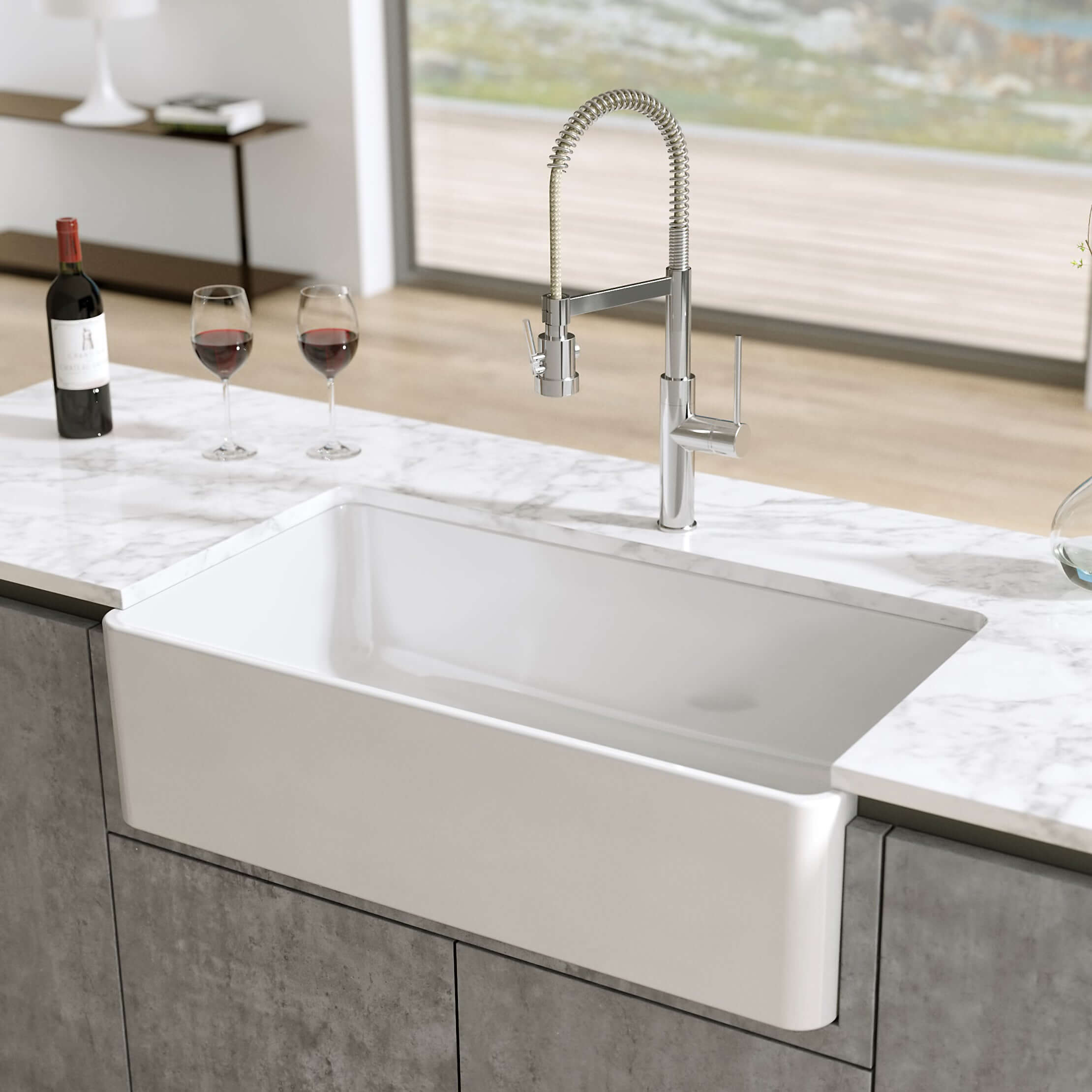 Latoscana 36" Fireclay Single Bowl Farmhouse Apron Sink, Reversible, LTW3619W - The Sink Boutique