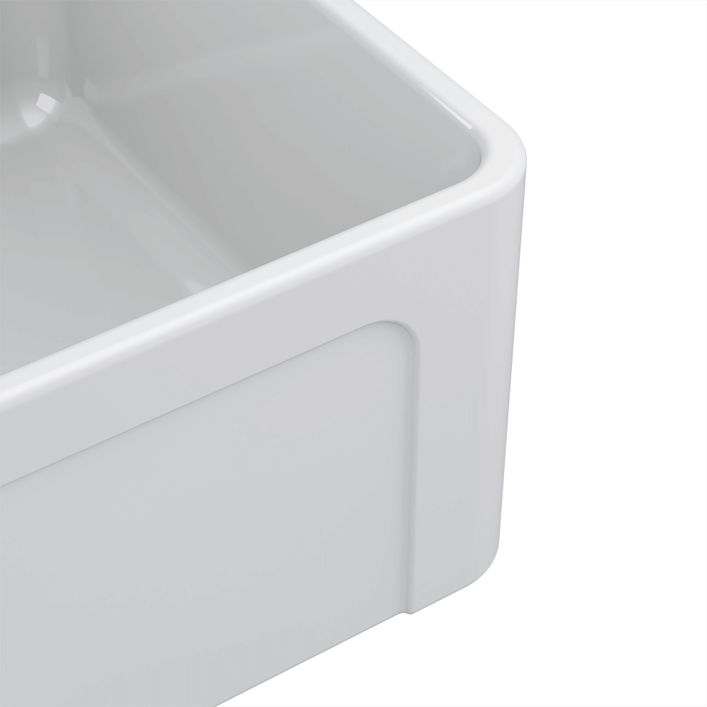 Latoscana 36-IN Fireclay Single Bowl Farmhouse Apron Sink Reversible LTW3619W Corner Angled 1