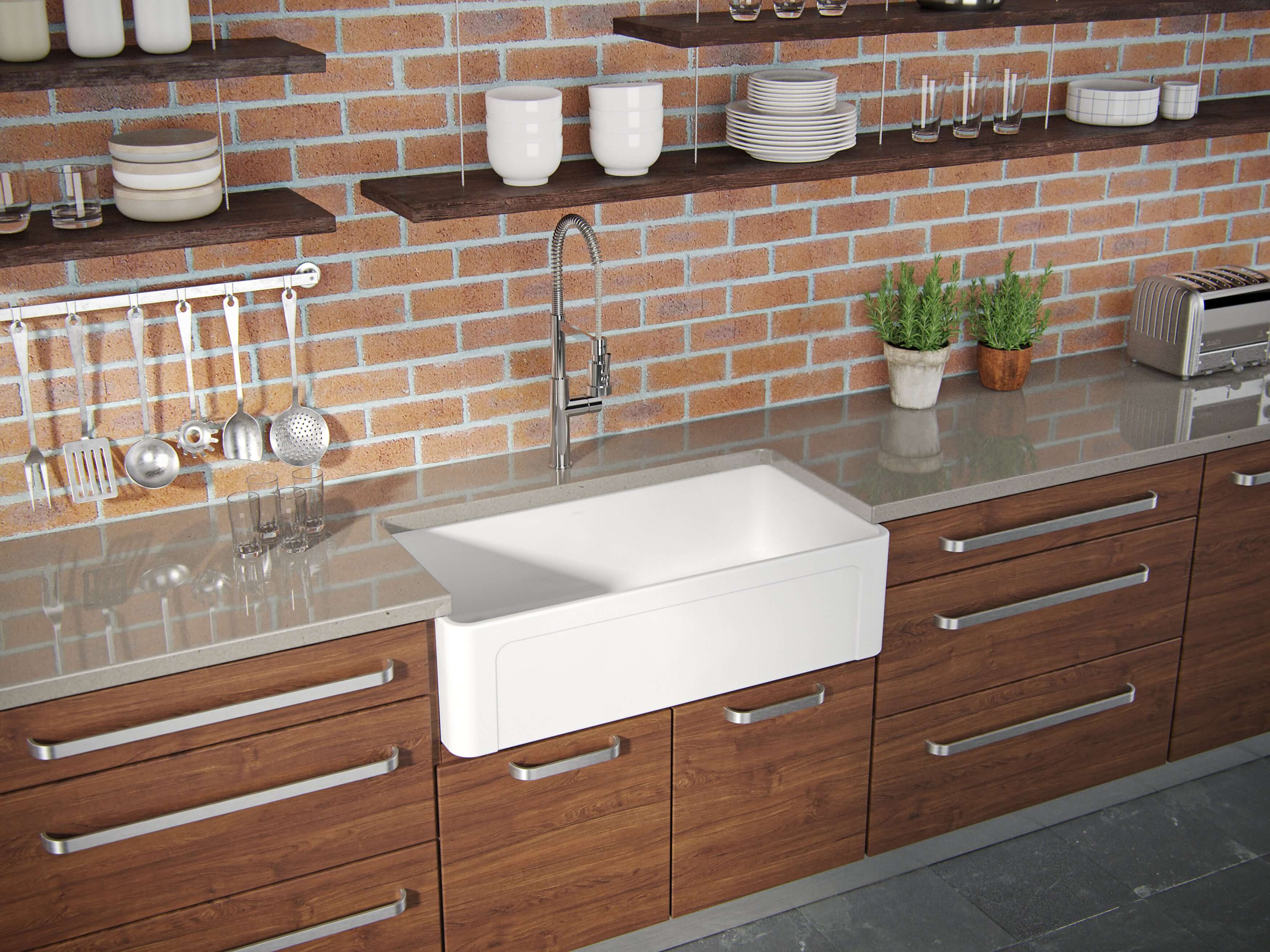 Latoscana 36-IN Fireclay Single Bowl Farmhouse Apron Sink Reversible LTW3619W Lifestyle 3