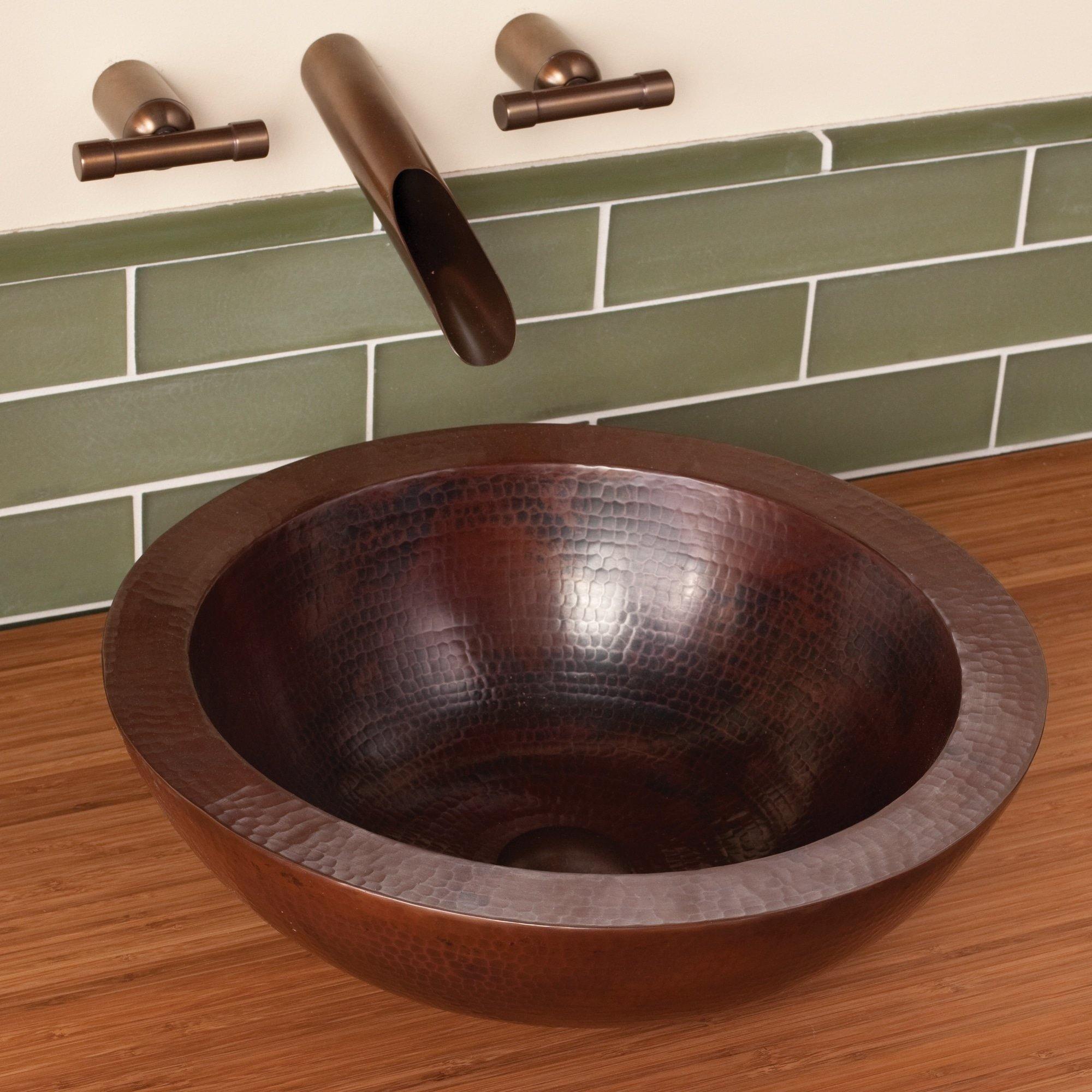 Native Trails Laguna 16" Round Copper Bathroom Sink, Antique Copper, CPS255