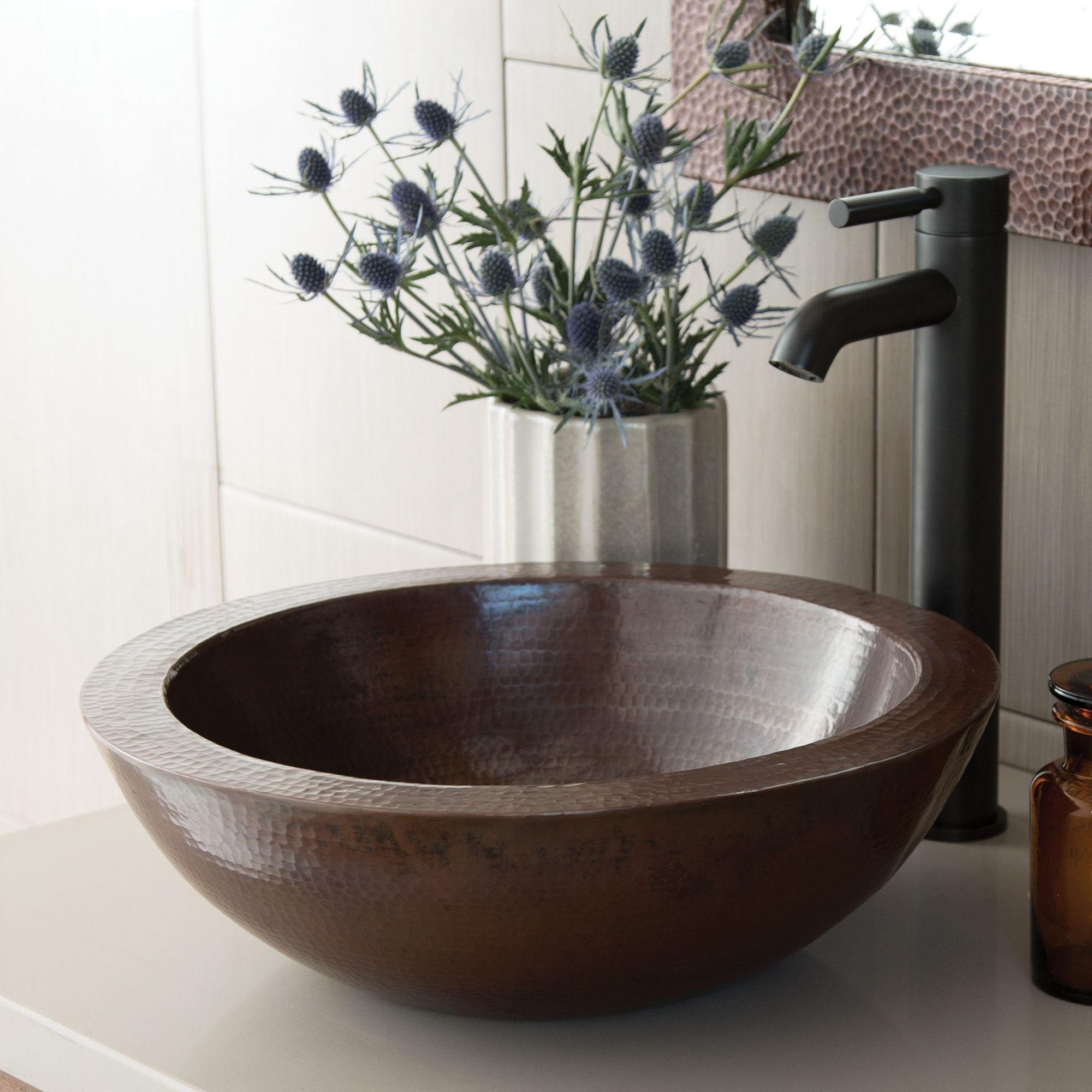 Native Trails Laguna 16" Round Copper Bathroom Sink, Antique Copper, CPS255