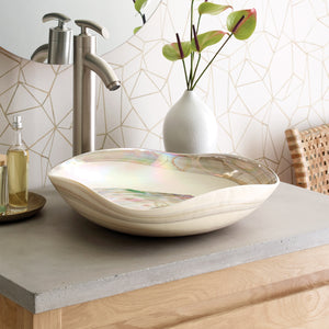 Alternate Image for Native Trails Murano 15" Rounded-Square Glass Vessel Bathroom Sink, Abalone, MG1515-AE