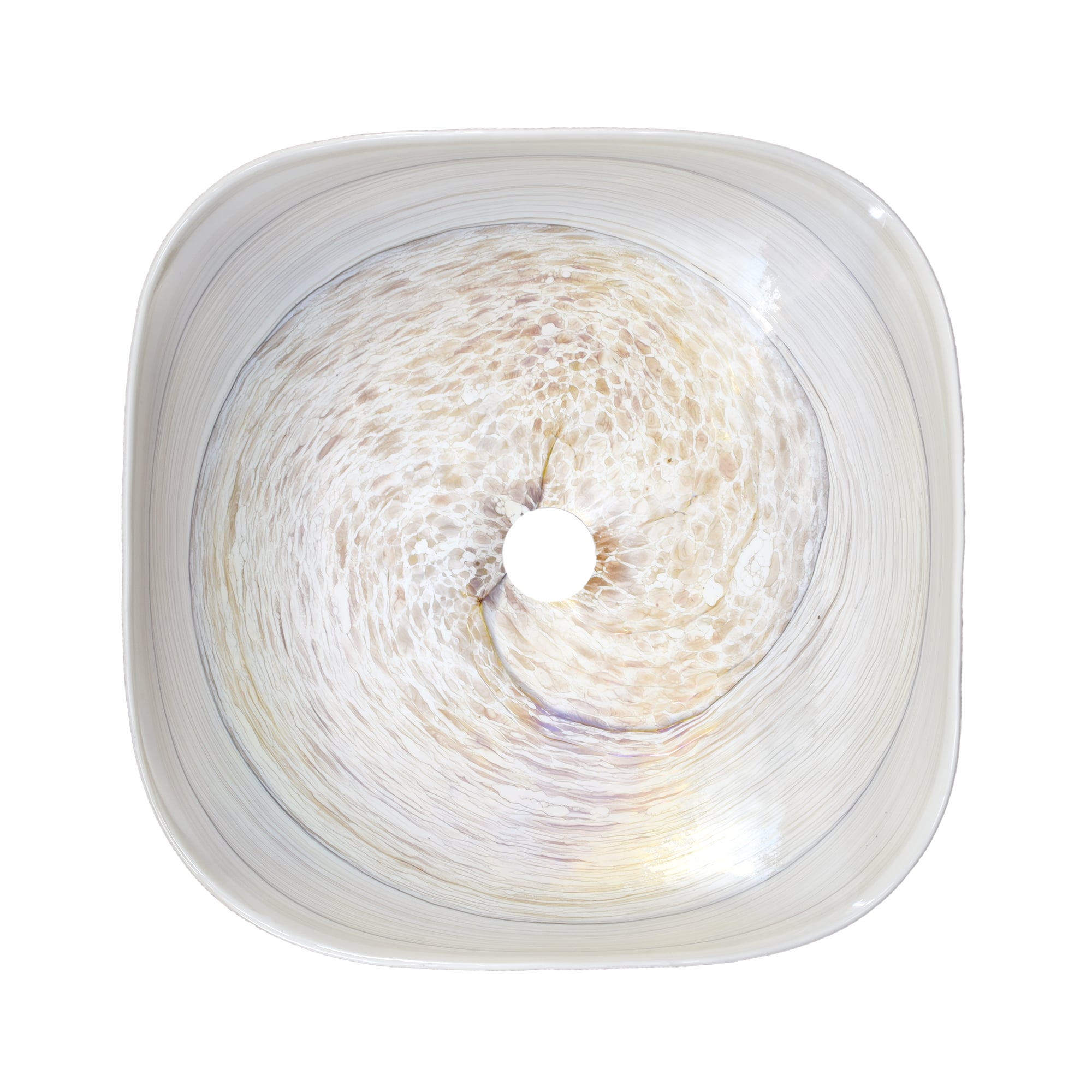 Native Trails Murano 15" Rounded-Square Glass Vessel Bathroom Sink, Beachcomber, MG1515-BR