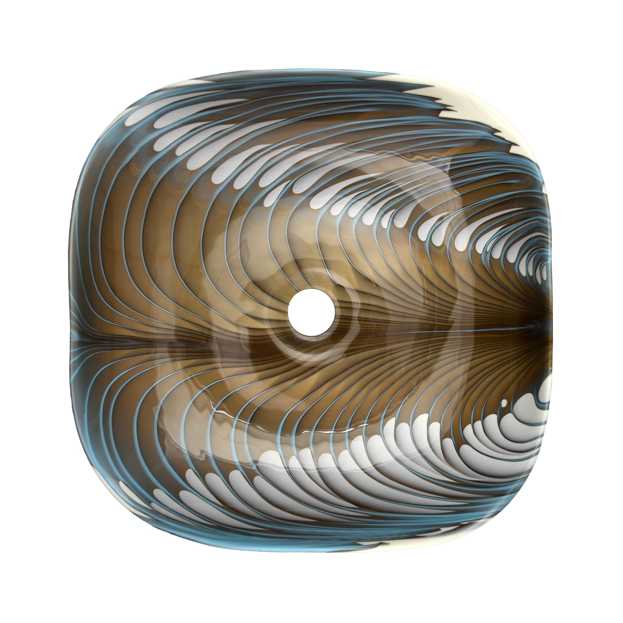 Native Trails Murano 15" Rounded-Square Glass Vessel Bathroom Sink, Shoreline, MG1515-SE