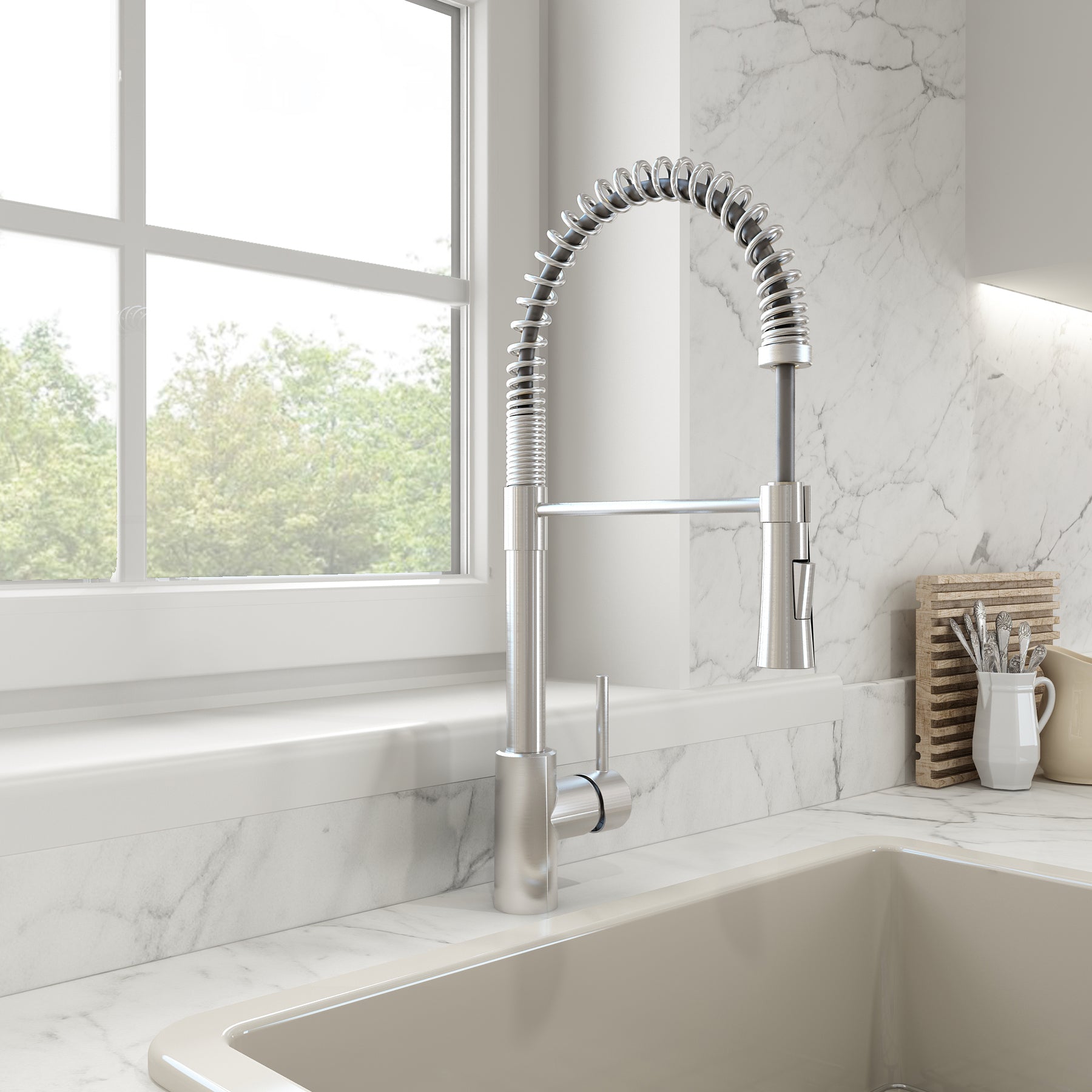 BOCCHI Livenza 1.75 GPM Brass Kitchen Faucet, Goose Neck, Stainless Steel, 2020 0001 SS