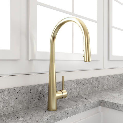 BOCCHI Lugano 1.75 GPM Brass Kitchen Faucet, Modern, Brushed Gold, 2025 0001 BG