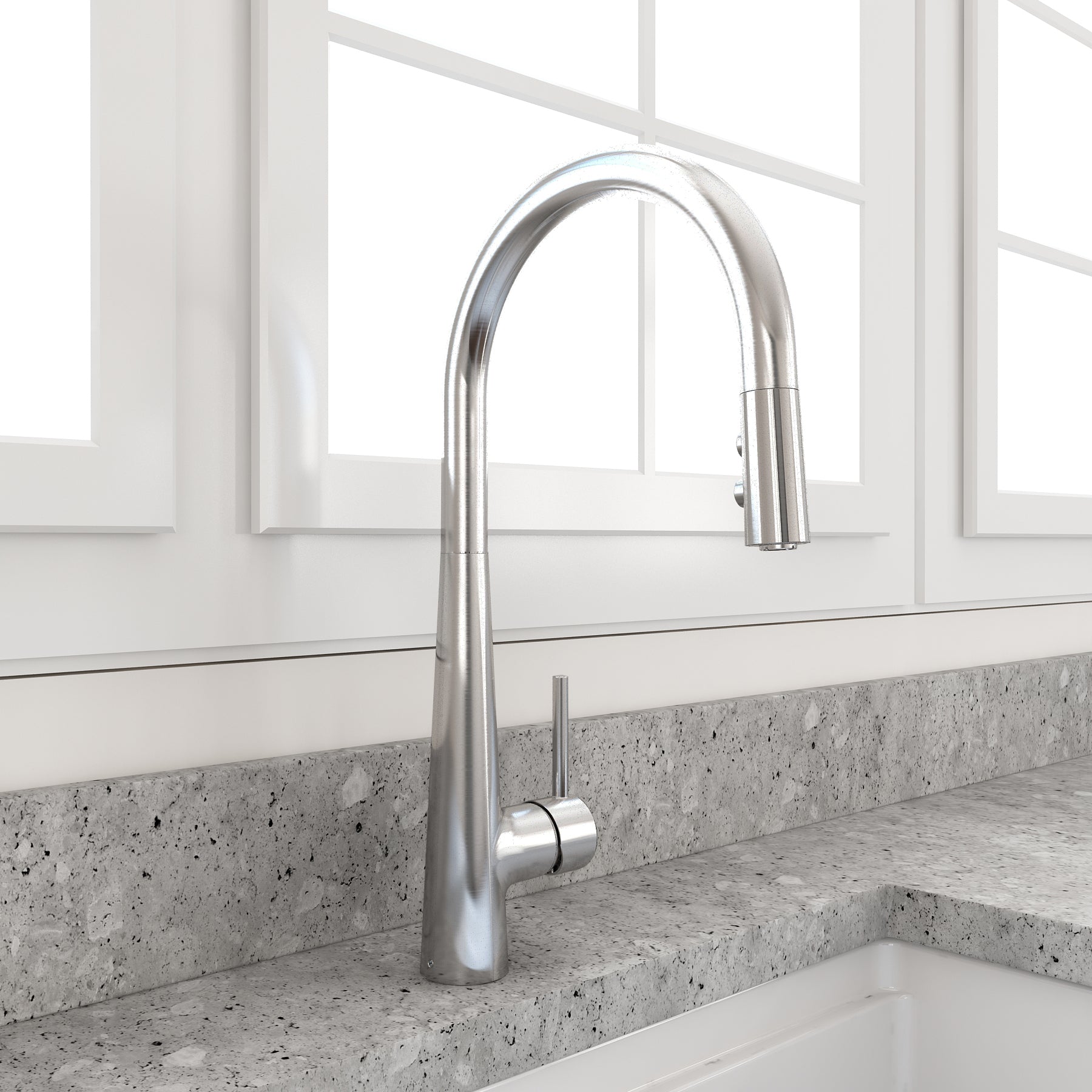 BOCCHI Lugano 1.75 GPM Brass Kitchen Faucet, Modern, Stainless Steel, 2025 0001 SS