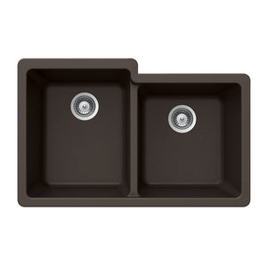 Alternate Image for Houzer 33" Granite Undermount 60/40 Double Bowl Kitchen Sink, Mocha, M-175U MOCHA