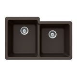 Houzer 33" Granite Undermount 60/40 Double Bowl Kitchen Sink, Brown, M-175U MOCHA