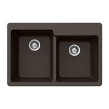 Houzer 33" Granite Topmount 60/40 Double Bowl Kitchen Sink, Brown, M-175 MOCHA