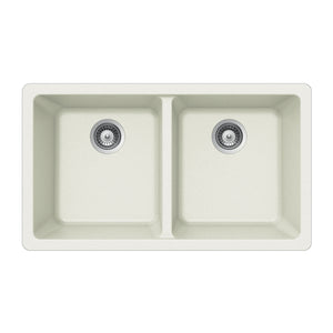 Alternate Image for Houzer 33" Quartztone Undermount Composite Granite 50/50 Double Bowl Kitchen Sink, White, M-200U
