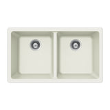 Houzer 33" Granite Undermount 50/50 Double Bowl Kitchen Sink, White, M-200U CLOUD