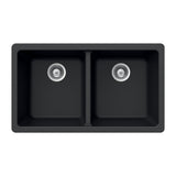 Houzer 33" Granite Undermount 50/50 Double Bowl Kitchen Sink, Black, M-200U MIDNITE